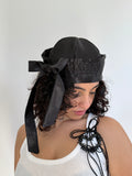 Black satin sailor hat