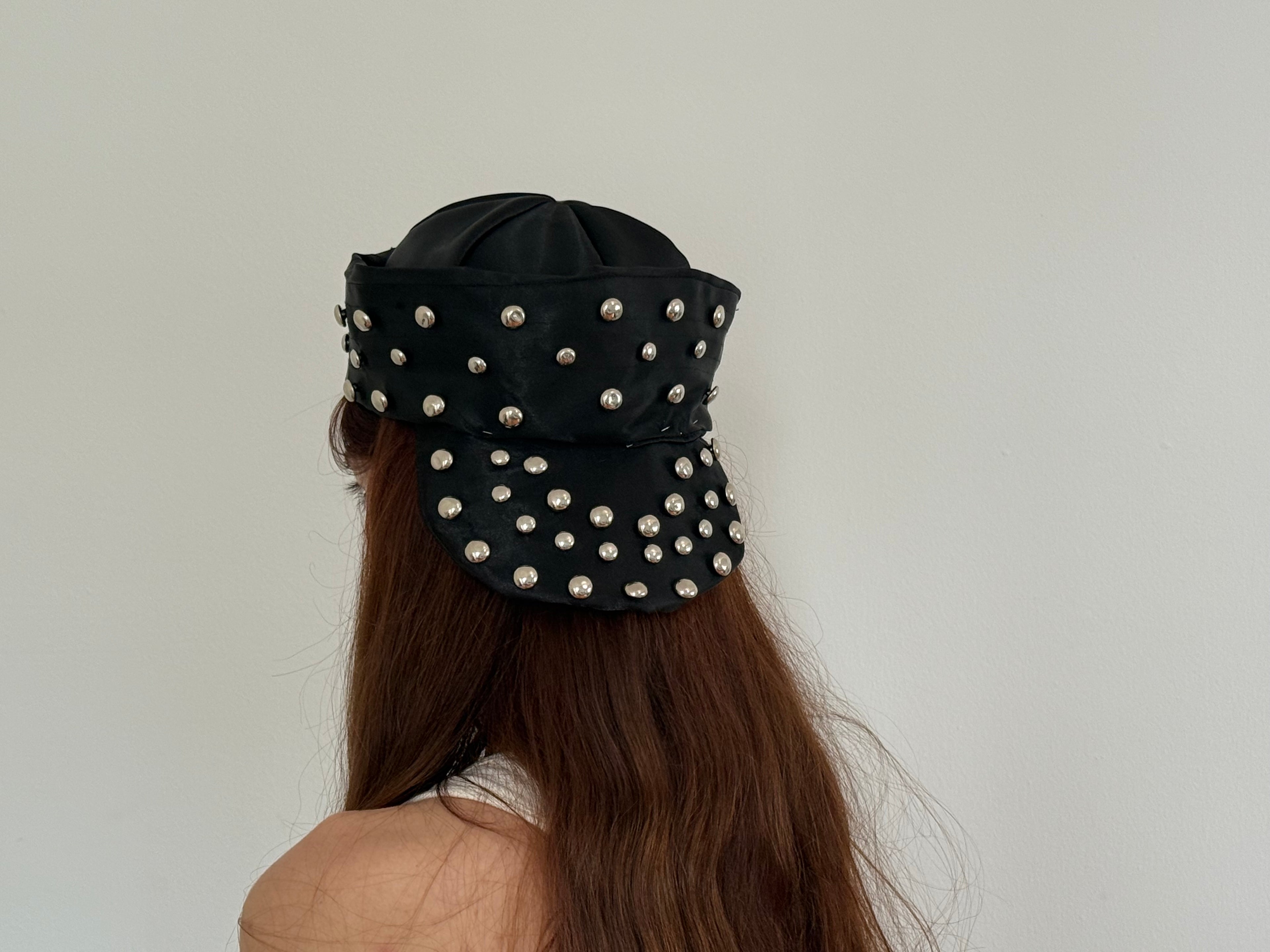black sailor hat cap with studs
