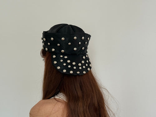 black sailor hat cap with studs