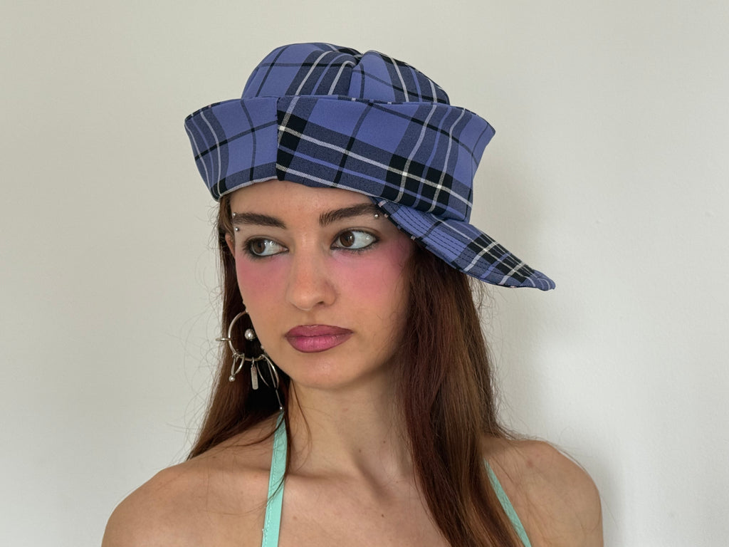 plaid sailor hat cap