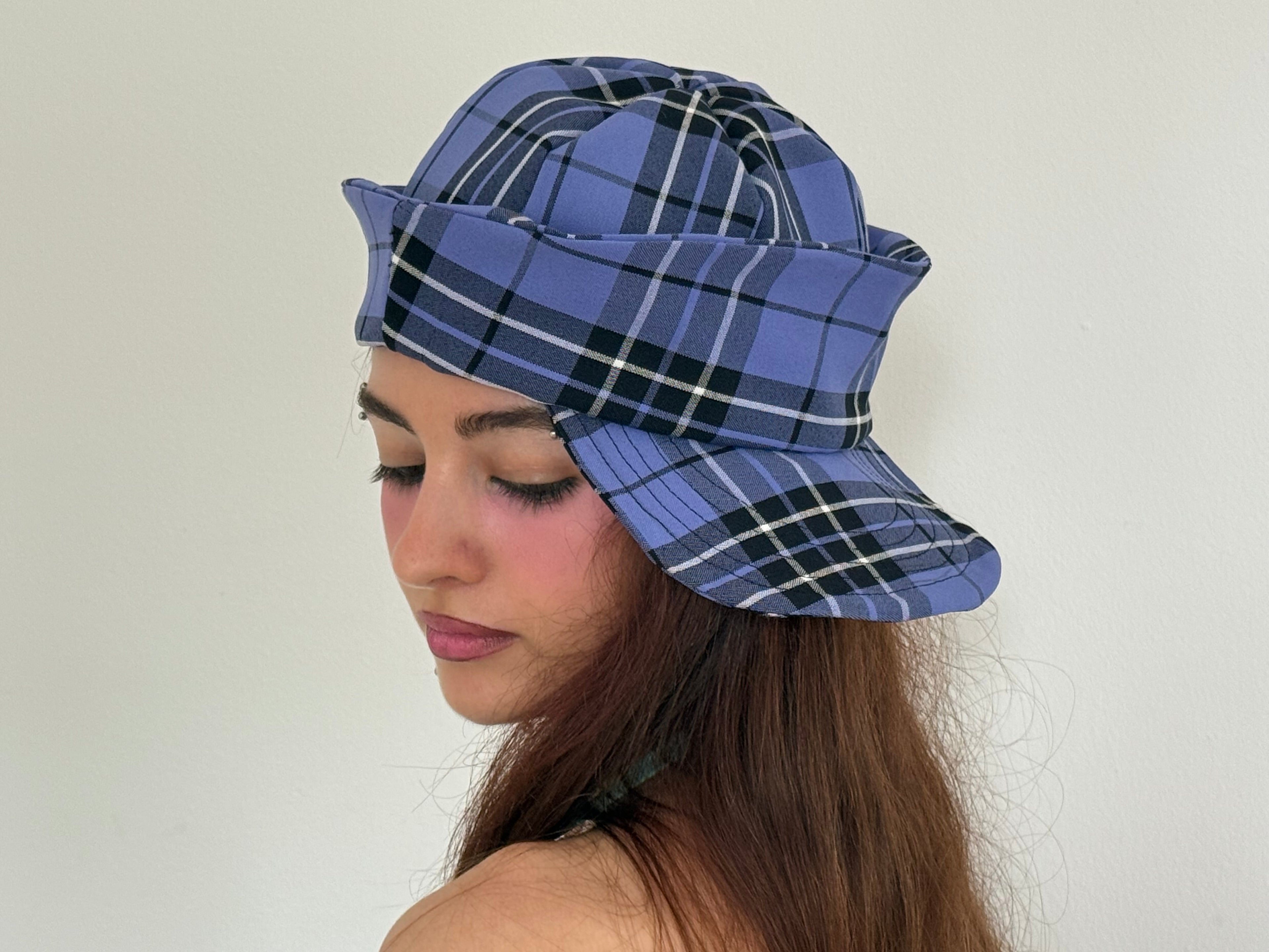 plaid sailor hat cap