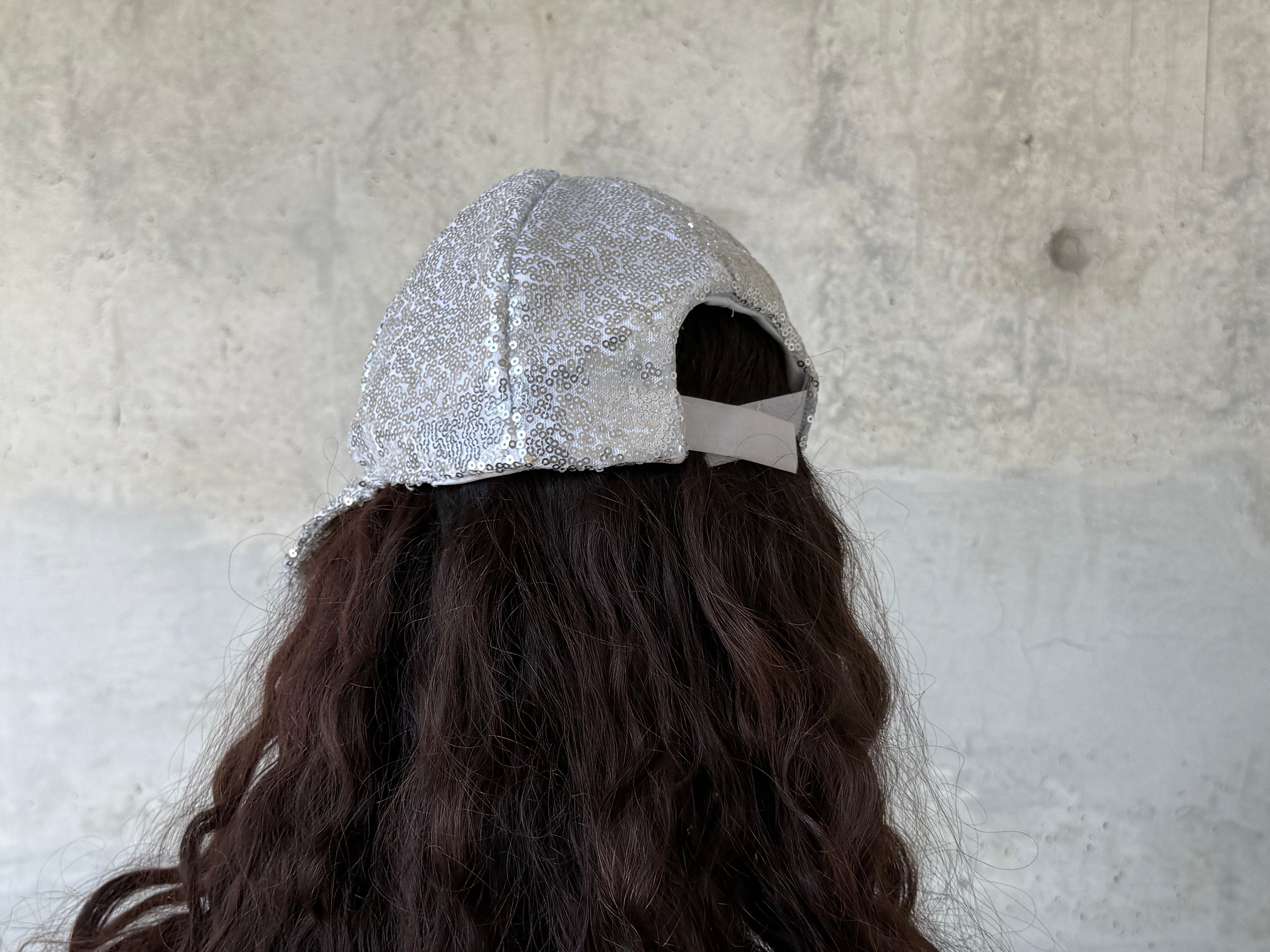 Sequin silver cap hat
