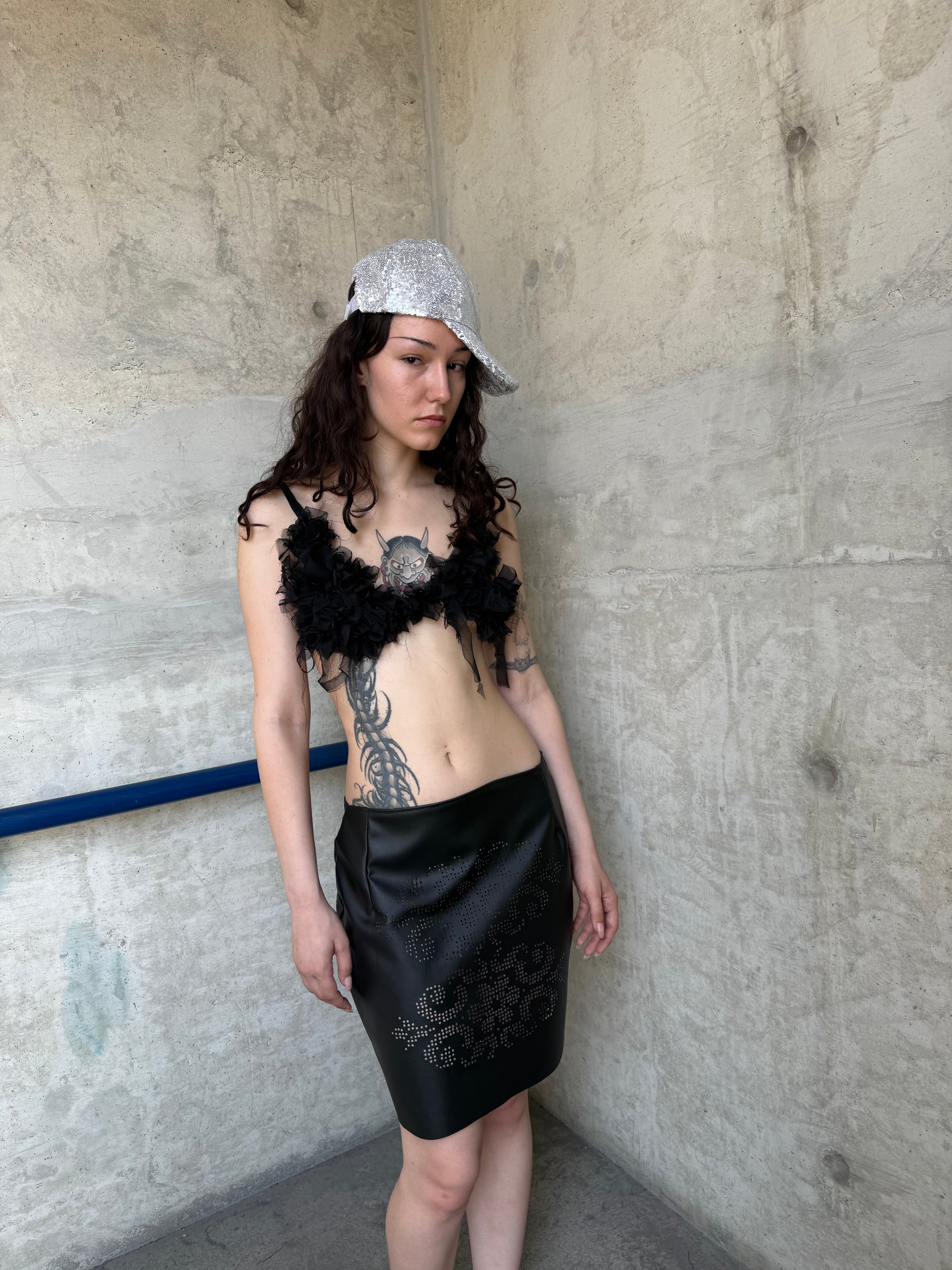 Sequin silver cap hat
